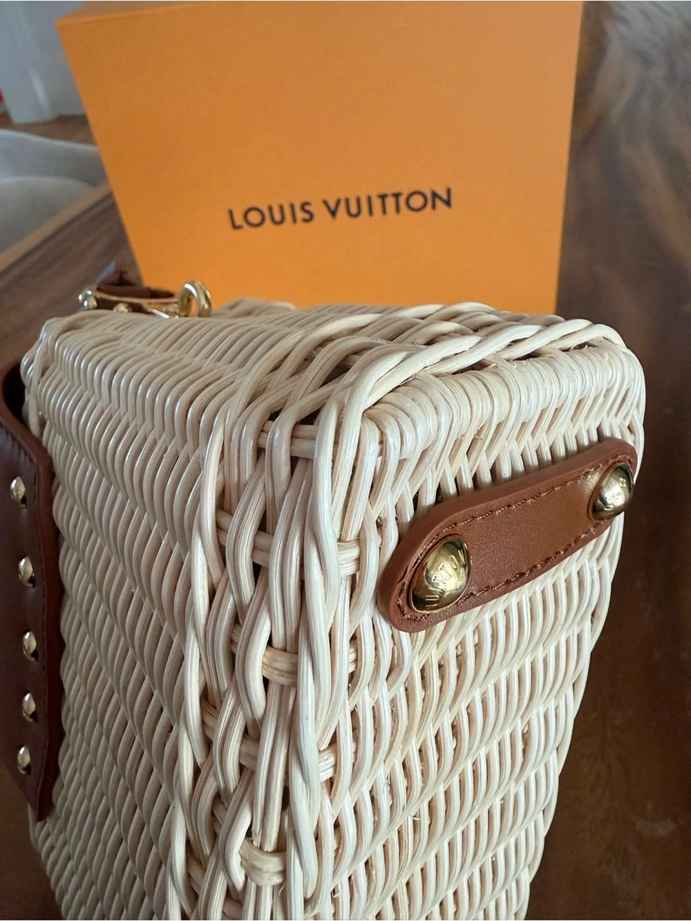 Louis Vuitton Brown Cognac Wicker Capucines Mini Handbag